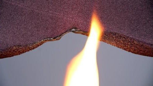 flame retardant treated fabrics on fire